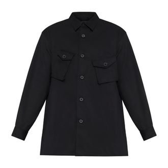 Yohji Yamamoto Twill Utility Overshirt - Heren - Overhemden - Zwart - Maat: L Katoen