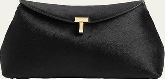 Toteme T Lock Flap Horsehair Clutch Bag