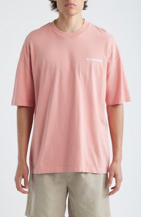 AllSaints Underground Oversize Graphic T-Shirt in Rose Tan Pink at Nordstrom, Size Xx-Large