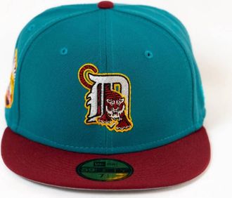 New Era Mens Custom 59Fifty Detroit Tigers Stadium Side Patch Fitted Hat In Aqua/cardinal