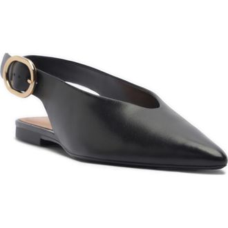 Arezzo Atlas Pointed Toe Slingback Flat in Black at Nordstrom, Size 5.5