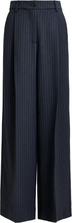 Essentiel Pantaloni gessati con pieghe - Blu