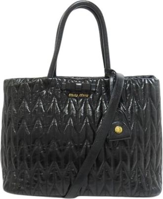 Miu Miu Pre-owned Tote Bag - Dames - Vintage Shopper - Zwart - ONE Size - Leer - Vintage