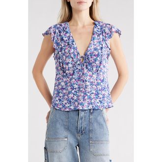 Rails Carmine Ruffle Collar Top in Blue Blossom at Nordstrom Rack, Size X-Small