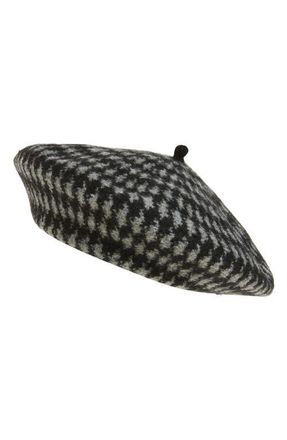 Nordstrom Wool & Cashmere Beret in Houndstooth at Nordstrom