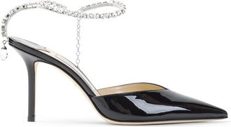 Jimmy Choo London Black Patent Leather Saeda 85 Pumps-Donna