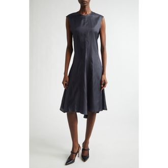 Renaissance Renaissance Ziggy Raw Edge Satin A-Line Dress in Dark Blue at Nordstrom, Size 6 Us