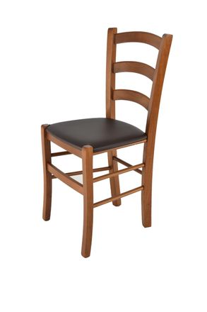 Tommychairs Tommychairs Silla Venice En Haya Color Nuez Claro, Asiento Polipiel Moka