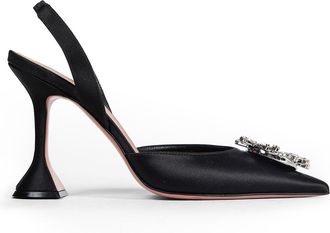 Amina Muaddi Begum Sling 95 Black Satin