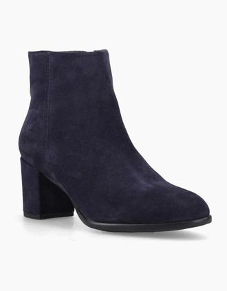 Hush Puppies Womens Hush Puppies Claridy Suede Leather Womens Navy Heeled Ankle Boots - Size: 6