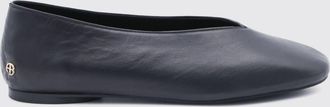 Anine Bing Ballerine in pelle liscia con punta tonda e monogramma metallico