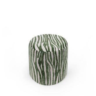 Koketto Home Puff redondo verde con estampado cebra