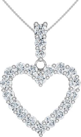 Pompeii3 2Ct TW Natural Diamond Heart Dangle Pendant 14k White Gold Necklace 18