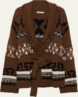 SIMKHAI Elwood Fringe Wrap Cardigan