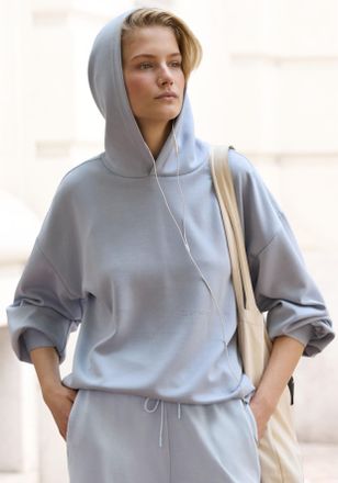Copenhagen Kapuzenpullover COPENHAGEN STUDIOS, Damen, Gr. 36/38, blau (hellblau), Sweatware, Obermaterial: 54% Modal, 40% Polyester, 6% Elasthan, unifarben, bequ