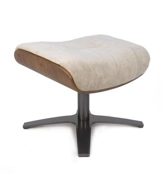 MyNewDesign Puf de terciopelo beis y roble natural