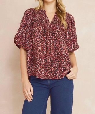 Entro Half Sleeve Top In Burgundy