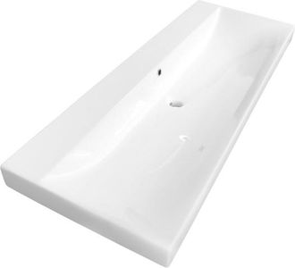 Saniclass Wave Meubelwastafel - 120x46x7.5cm - overloop - 1 wasbak - zonder kraangat - keramiek - wit