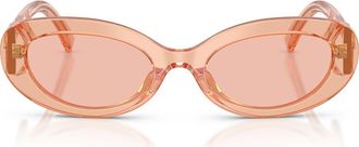 Dolce & Gabbana 53mm Oval Sunglasses in Nude Transparent /Dark Pink at Nordstrom
