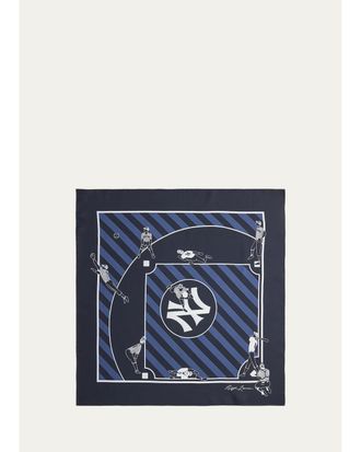 Ralph Lauren Purple Label Mens Ralph Lauren Yankees Silk Square Scarf