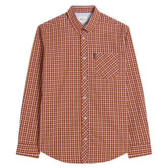 Ben Sherman Mens Signature House Check Long-Sleeved Shirt (Red) Cotton - Size X-Large