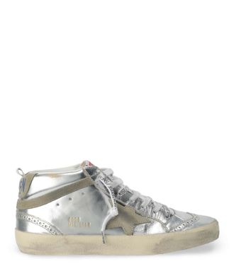 Golden Goose Baskets Mid Star Cuir Argent&eacute;