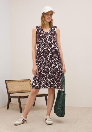 Cecil Jerseykleid CECIL, Damen, Gr. XXL (46), N-Gr, rot (mulberry rot), Jersey, Obermaterial: 95% Viskose, 5% Elasthan, bedruckt, bequem knielang, V-Ausschn