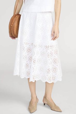 Frame Denim The Solstice Eyelet Skirt In White