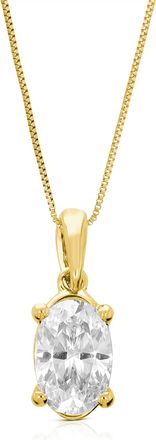 Vir Jewels 1 cttw Oval Lab Grown Diamond Solitaire Pendant Necklace in 14K Gold with Chain For Women