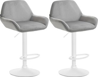 Clp Clp - Set De 2 Taburetes De Cocina Braga En Terciopelo Gris Metal Blanco Mate