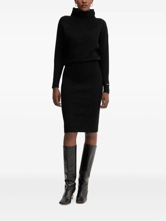 Twin-Set ribbed-knit dress - women - Acrylic/Polyamide/Wool - S - Black