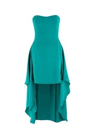 Bruce Oldfield Green Bandeau Asymmetric Silk Dress Size S