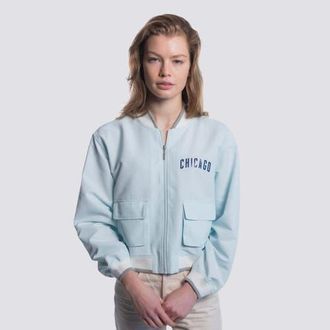 Lusso Womens Lusso Light Blue Chicago Cubs Cropped Paisley Full-Zip Jacket at Nordstrom, Size X-Large