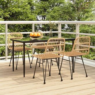 Berkfield Home 5 Piece Garden Dining Set Poly Rattan in Brown