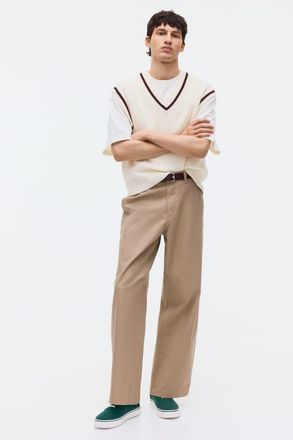 H&M Loose Fit Cotton Chinos in Beige at Nordstrom, Size 30