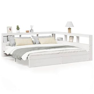 Berkfield Home Bookcase Bed without Mattress White 200x200 cm Solid Wood Pine