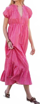 Mersea Birdie Short Sleeve Maxi Dress In Poppy Stripe