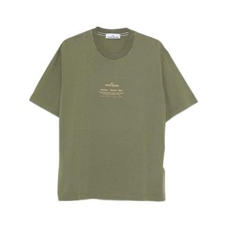 Stone Island Tops, Heren, Groen, 2Xl, Katoen, T-shirt met ronde hals en korte mouwen