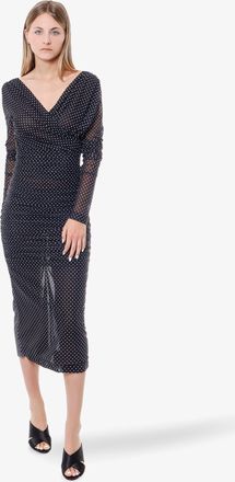 Dolce & Gabbana Womens Draped Polka-Dot Dress Black Polyamide