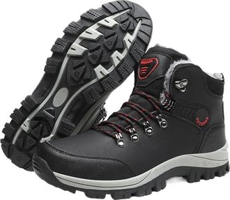 Generic Snow Boots Mens High Top Waterproof Sneakers Warm Plush Climbing Boots Plush Leisure Multi-Function Mountaineering Shoes(Black,39)