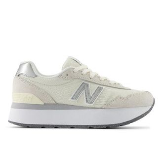 New Balance Donna 515 in Bianco/Grigio, Pelle Scamosciata/Rete, Taglia 36.5
