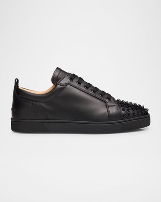 Christian Louboutin Men & apos;s Louis Junior Spikes Leather Low-Top Sneakers