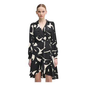 DKNY Dkny - Jurk met abstracte print - Dames - Jurken - Zwart - Maat: 3XS Poliester