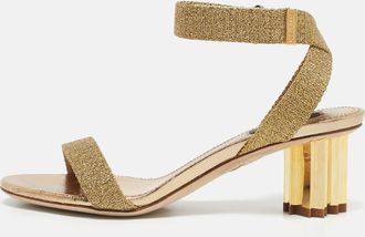 Dsquared2 Gold Lurex Fabric Ankle Strap Sandals