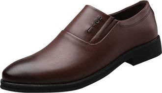 Generic Men Fit Wide Slip On Formal Dress Shoes UK, Business Leather Shoe Flat Bottom Suit Shoes Pointed Toe Dress Loafers Breathable Casual Loafer Comfortabl