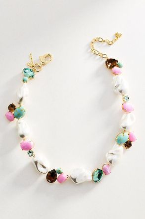 Lele Sadoughi Seafoam Iris Pearl Cluster Necklace