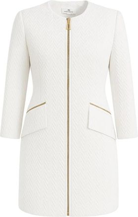 Elisabetta Franchi Herringbone Tweed Mini Jurk - Dames - Korte kleedjes - Wit - XL - Tweed - Kleedjes