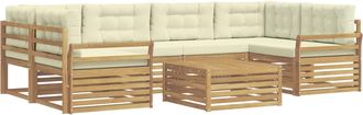 vidaXL Conjunto De Sof&aacute;s De Exterior 7 Uds. Blanco Y Crema Vidaxl