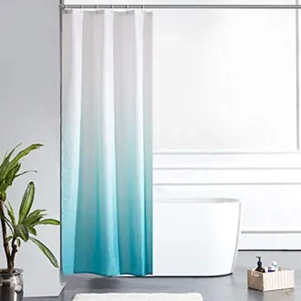 No Brand Cortina De Ducha Textil Estrecha De 90x180 Cm - Repelente Al Agua Y Resistente Al Moho - Poli&eacute;ster - Con 6 Anillas - Aguamarina