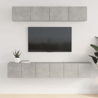 vidaXL Vidaxl - Set De Muebles De Tv 5 Pzas Madera Contrachapada Gris Hormig&oacute;n